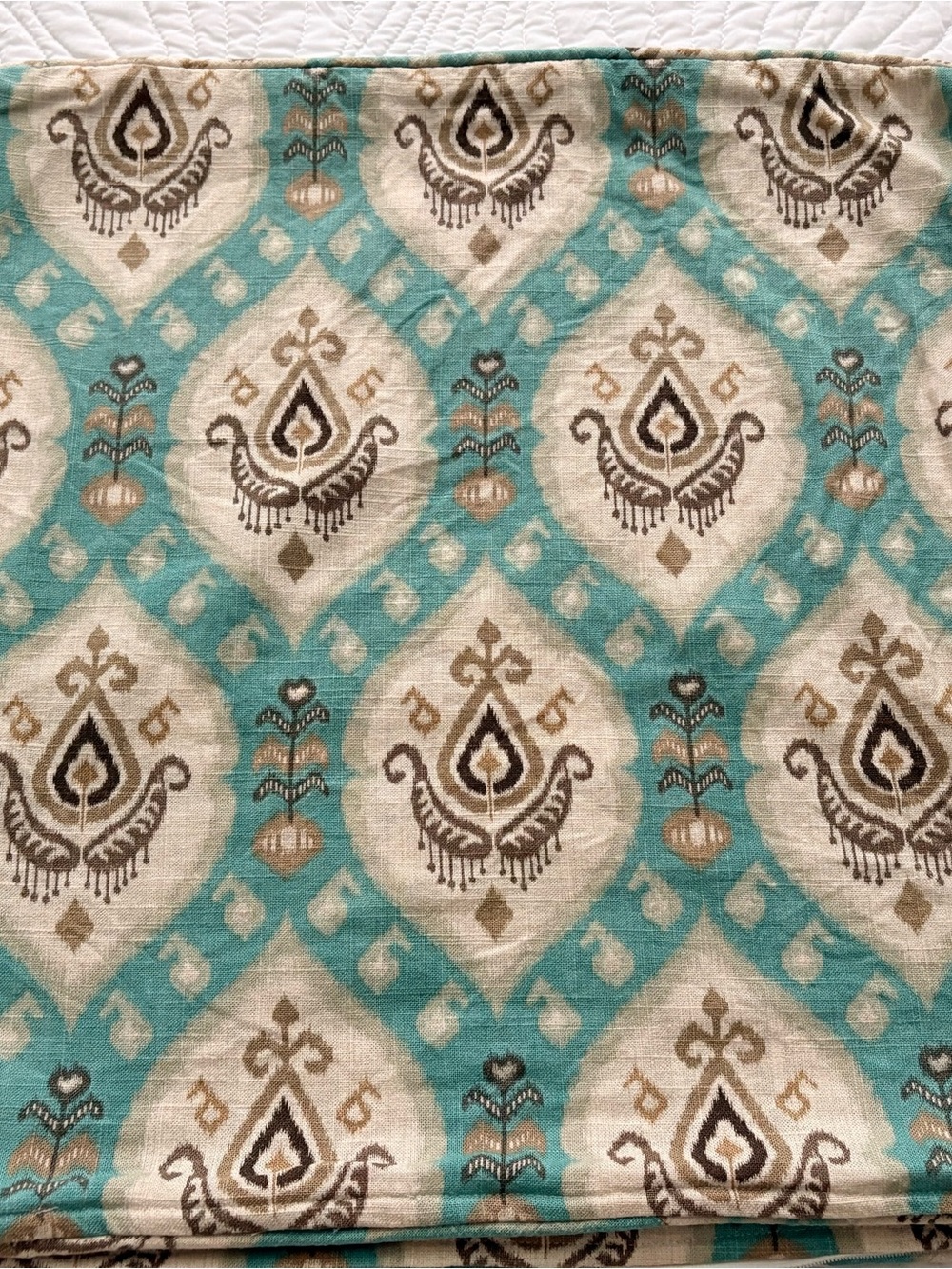 20 x 20 Custom Made Pillow Covers in Turquoise and Cream.